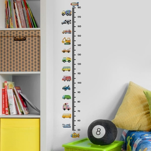 Cartoon vehicle height growth chart wall sticker for kids room with 50-180cm scale