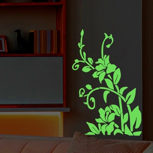 Glow in the dark floral vine wall sticker with luminous green flower pattern for home decor