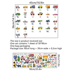 Cartoon Transport ABC Wandtattoo fürs Kinderzimmer mit Alphabet und Fahrzeugen