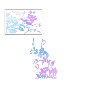 Luminous floral vine wall sticker 45x30cm featuring purple and pink gradient flower decals