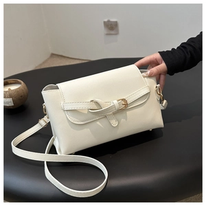 Trendy PU Leather Small Square Crossbody Bag For Women Fashion Metal Buckle Decoration Adjustable Shoulder Bag For Daily Use