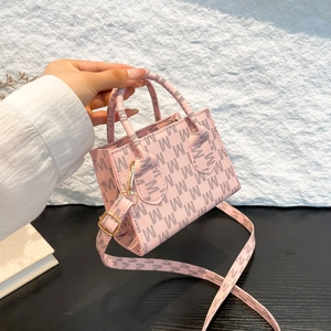 Fashion Women Mini Crossbody Bag Monogram M Letter Print PU Leather Handbag Small Square Tote Bag With Adjustable Strap