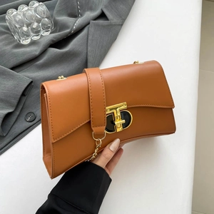 Sac À Bandoulière Femme Cuir PU Petit Sac Carré À Rabat Avec Fermoir En T Doré Chaîne Élégant À La Mode Quotidien