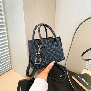 Women Retro Mini Crossbody Bag Fashion M Letter Monogram PU Leather Handbag Small Square Shoulder Bag Adjustable Strap