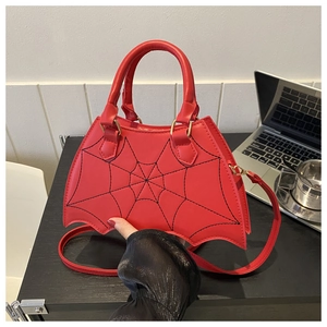 Sac Cabas Nouveauté Forme de Chauve-souris Style Gothique Punk pour Femme Cuir PU Broderie Toile Araignée Sac Bandoulière
