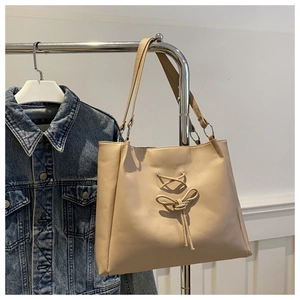 2024 Fashion Ballet Style Bow Tote Bag For Women PU Leather Large Capacity Shoulder Bag With Braided Strap Casual Handbag