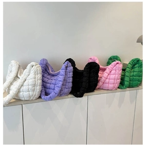 Women Quilted Cloud Underarm Bag Nylon Puffer Hobo Handbag Fashion Large Capacity Solid Color Shoulder Bag For Daily Commute