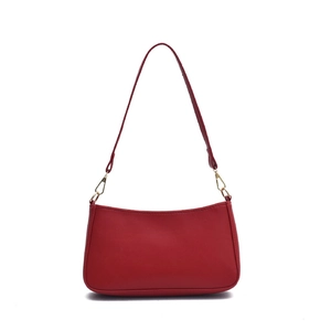 Borsa a spalla minimalista in pelle PU rossa con fibbie dorate per donna