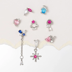 Copper Zircon Stud Earrings Heart Butterfly Snowflake Penguin Ear Cartilage Jewelry With Screw Ball Back For Women