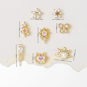 Détails de divers clous d'oreilles chat et fleur dorés avec dimensions de 5mm à 10mm