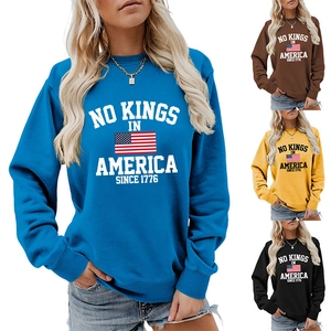 Collage of long sleeve crewneck sweatshirts in blue, brown, yellow, and black colors