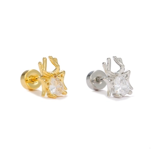 Creative spider earrings set in gold and silver with teardrop zirconia stones and secure backings