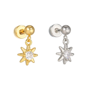 Exquisite 18k gold plated star stud earrings with sparkling cubic zirconia stones