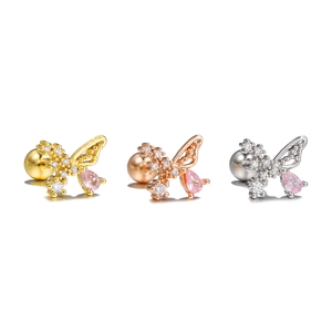 Schmetterling Ohrstecker in Gold, Roségold und Silber mit rosa Zirkonia und Kristalldesign