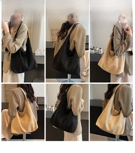 Collage of black and khaki hobo tote bags showing various wearing angles on models