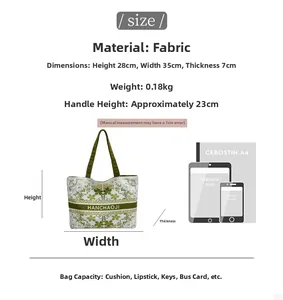 Guide des tailles et comparaison de capacité du sac fourre-tout en toile imprimée