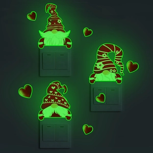 Lichtgevende Gnoom Muurstickers PVC Glow In The Dark Schakelaar Stickers Met Hartpatroon Voor Kerstmis Valentijn Decoratie