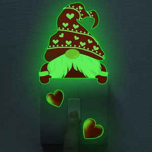 Lichtgevende kabouter muursticker met hartjes voor lichtknop decoratie in donker
