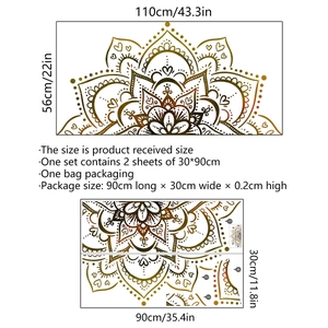 Golden mandala flower wall sticker 110x56cm self-adhesive vinyl decal for home decor