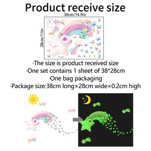 Autocollants muraux papillon arc-en-ciel lumineux avec effet jour et nuit