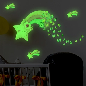 Stickers Muraux Lumineux Arc-en-ciel Papillon Étoile Brillent Dans Le Noir PVC Décalcomanies Amovibles Pour Chambre D'enfants Maison