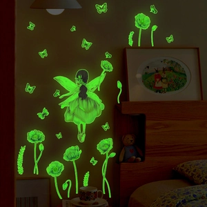 Leuchtende Wandaufkleber PVC Leuchten Im Dunkeln Schlafzimmer Dekor Lila Fee Blume Schmetterling DIY Abnehmbar