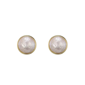French style S925 silver freshwater pearl stud earrings with textured gold metal frame