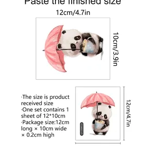 Sticker mural panda lumineux avec parapluie, dimensions 12x10cm pour décoration