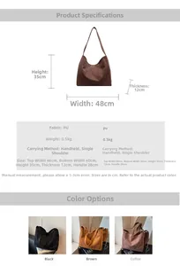 Spécifications de taille détaillées et options de couleurs pour ce grand sac fourre-tout