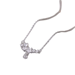 Silver star zircon flower necklace with cluster crystal pendant and fine chain