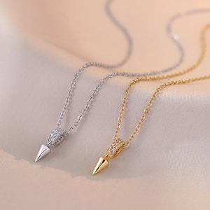 Collier Pendentif Chic Acier Titane Zircon Bullet Charm Bijoux De Mode Pour Femmes