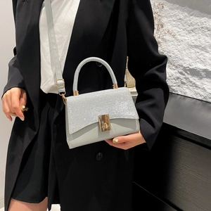 Women Rhinestone PU Leather Handbag Sparkly Shoulder Crossbody Bag With Metal Twist Lock For Party Banquet Wedding