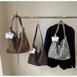 Leopard Print Tote Bag Canvas Large Capacity Hobo Shoulder Handbag For Women Daily Casual Slouchy Fashionable Commuting