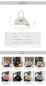 Detailed size specifications and multi-angle views of the PU leather bowling handbag