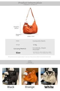 Detailed dimension chart and color guide for lightweight nylon crossbody bag with charms
