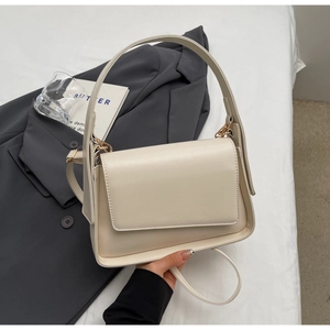 Women's Fashion PU Leather Crossbody Bag Minimalist Flap Shoulder Bag Versatile Solid Color Small Square Satchel Handbag