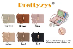 Detailed interior of a short PU leather wallet showing card slots and six color options