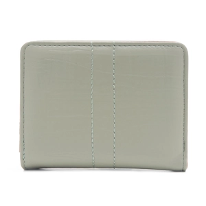 Portefeuille pliable minimaliste en similicuir vert avec texture croco et surpiqûres