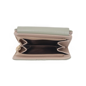 Vue détaillée du portefeuille pliable en cuir PU avec fentes cartes et fermeture éclair