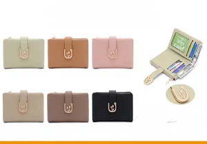 Detailed interior view and color options of the PU leather tulip fold wallet