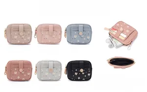 Matrix view of compact floral bifold wallets showing multiple slots and color options