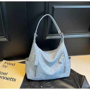 Sac Fourre-tout pour Femme Grande Capacité en Cuir PU Lavé Vintage Sac à Bandoulière Hobo Avec Poches Multiples pour Travail Quotidien