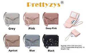 Detailed views of PU leather wallet with leaf clasp, wrist strap and multi-card slots