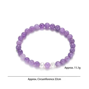 Bracelet élégant en perles de cristal fraise et perles baroques pour femmes