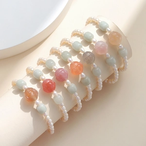 Bracelet En Perles D'eau Douce Avec Fleur Sculptée En Agate Yanyuan Et Fermoir En Argent Sterling 925 Pour Femmes Bijoux Élégants