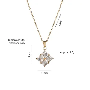 Goldene Titanhalskette mit Kleeblatt-Zirkonia-Anhänger und verstellbarer Kette
