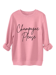 Dettaglio della felpa rosa Champagne Please con polsini a costine e morbido tessuto fleece