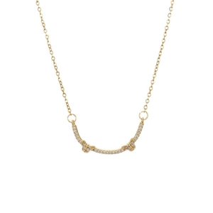 Collier en titane or 18K minimaliste avec pendentif arc en zircon et motifs papillon