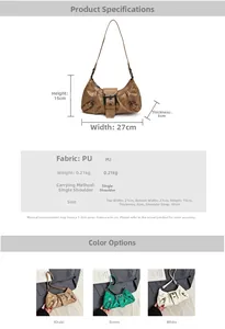 Detailed size specifications for the vintage pleated shoulder bag with PU leather texture