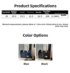 Detailed size chart and dimensions for the cotton linen tote bag with handle specs